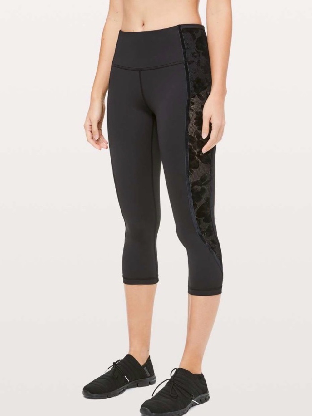 Lululemon Wunder Under Crop High-Rise *Flocked 21" Leggings Floral Lace Detail
